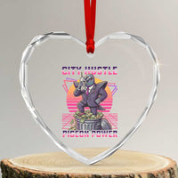 Retro City Hustle Pigeon Power Heart Crystal Glass Ornament Funny 80s Style Money Bird Gangsta - Wonder Print Shop