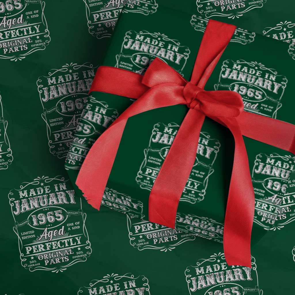 Retro Classic Made In January 1965 Wrapping Paper Roll Aged Perfectly Original Parts Vintage Birthday Men - Wonder Print Shop