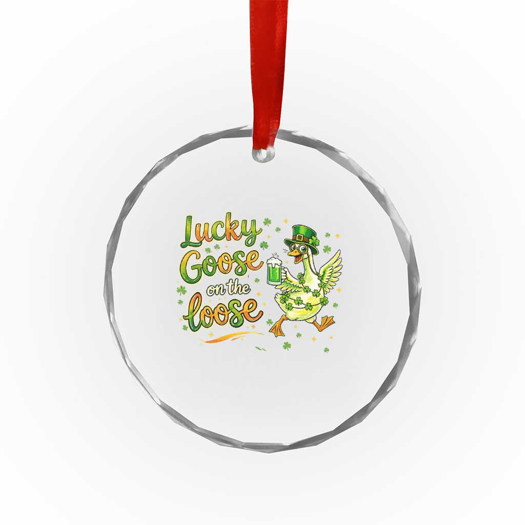 Retro Clover Duck Crystal Glass Ornament Lucky Goose On The Loose
