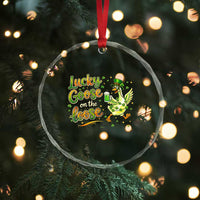 Retro Clover Duck Crystal Glass Ornament Lucky Goose On The Loose