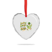 Retro Clover Duck Heart Crystal Glass Ornament Lucky Goose On The Loose