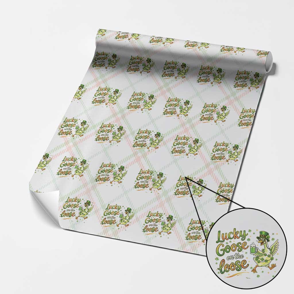 Retro Clover Duck Wrapping Paper Roll Lucky Goose On The Loose