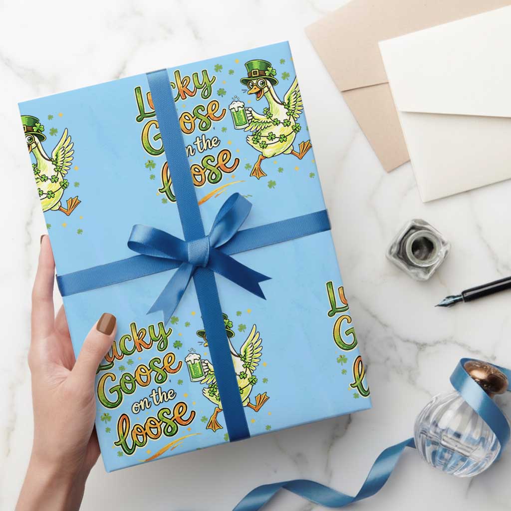Retro Clover Duck Wrapping Paper Roll Lucky Goose On The Loose
