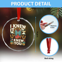 Retro Coastal Cowgirl I Knew It I Knew You Crystal Glass Ornament Pink Boots Vintage Country Pop Music Western Floral Graphic