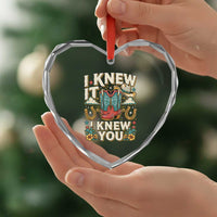 Retro Coastal Cowgirl I Knew It I Knew You Heart Crystal Glass Ornament Pink Boots Vintage Country Pop Music Western Floral Graphic