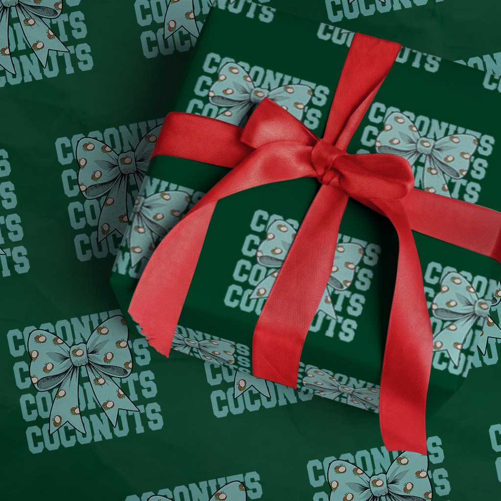 Retro Coconuts Coquette Bow Wrapping Paper Roll Summer Beach Coconut Fruit Humor