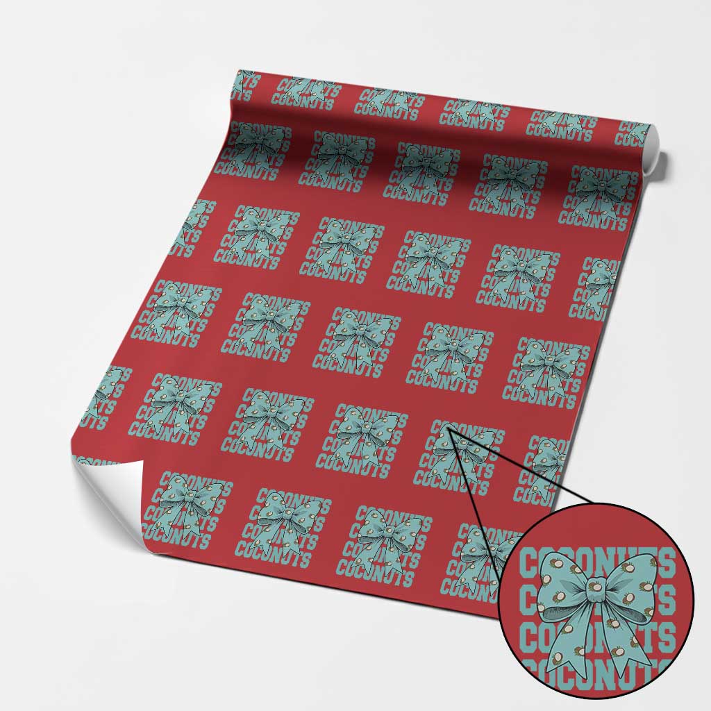 Retro Coconuts Coquette Bow Wrapping Paper Roll Summer Beach Coconut Fruit Humor