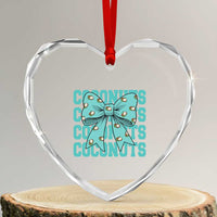 Retro Coconuts Coquette Bow Heart Crystal Glass Ornament Summer Beach Coconut Fruit Humor