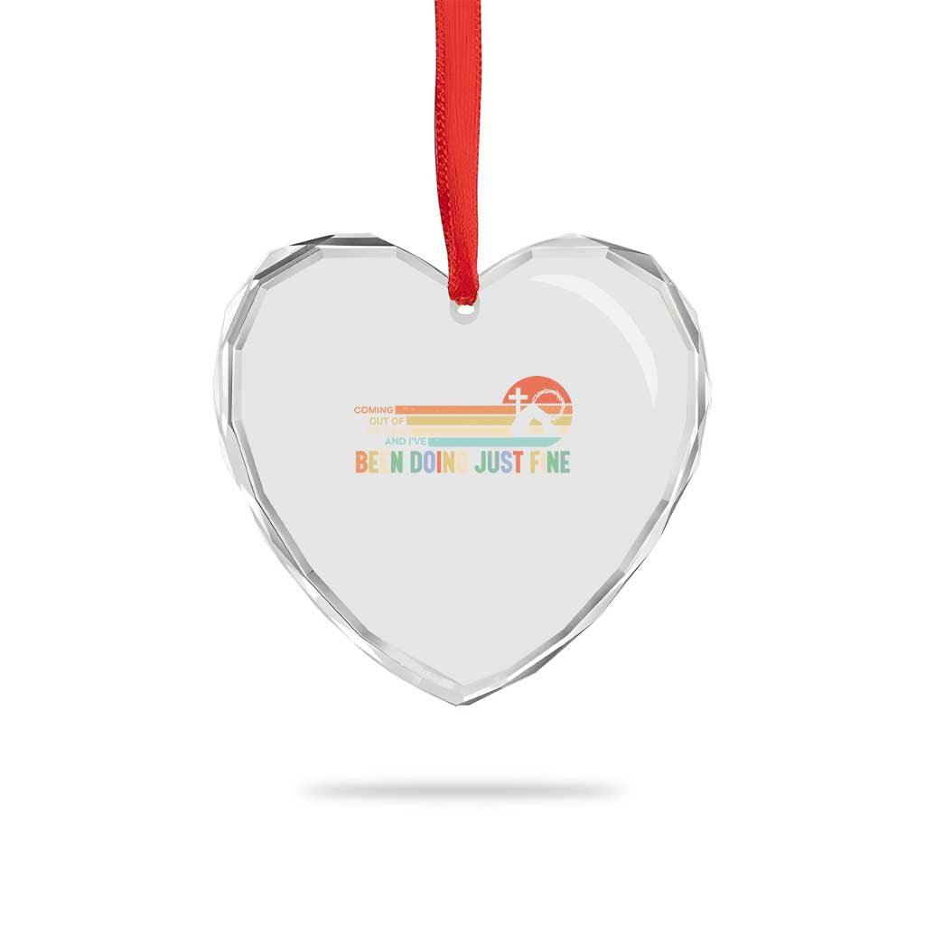 Retro Coming Out Of My Cave Christian Easter Parody Heart Crystal Glass Ornament I’ve Been Doing Just Fine Resurrection Humor Faith Gift