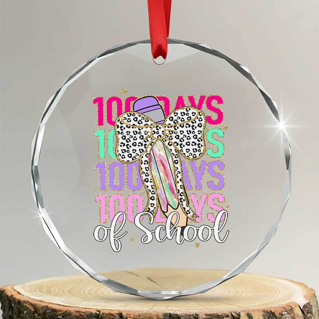 Retro Coquette 100 Days Of School Crystal Glass Ornament for Schoolgirls Teacher TS02