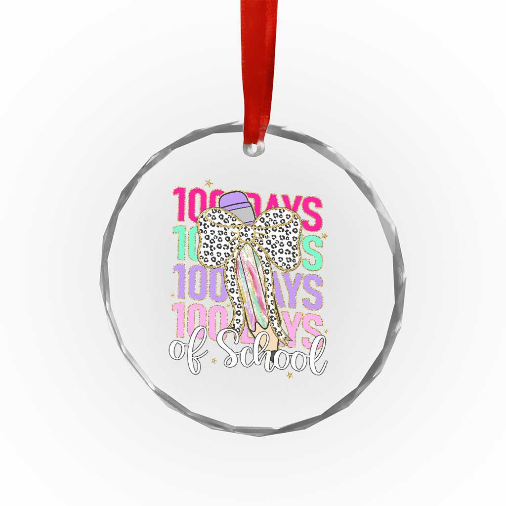 Retro Coquette 100 Days Of School Crystal Glass Ornament for Schoolgirls Teacher TS02