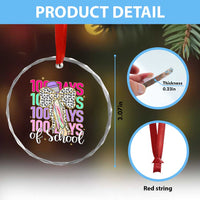 Retro Coquette 100 Days Of School Crystal Glass Ornament for Schoolgirls Teacher TS02