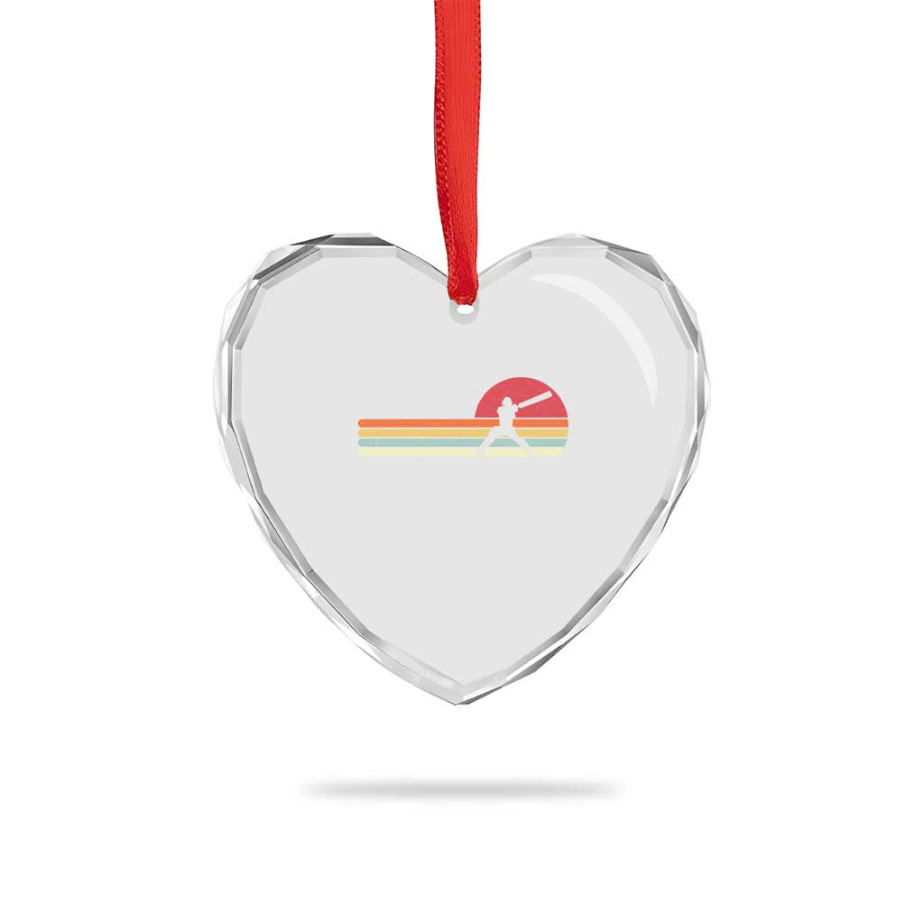 Retro Cricket Player Heart Crystal Glass Ornament Retro Vintage Sport Batsman Cricket Gifts