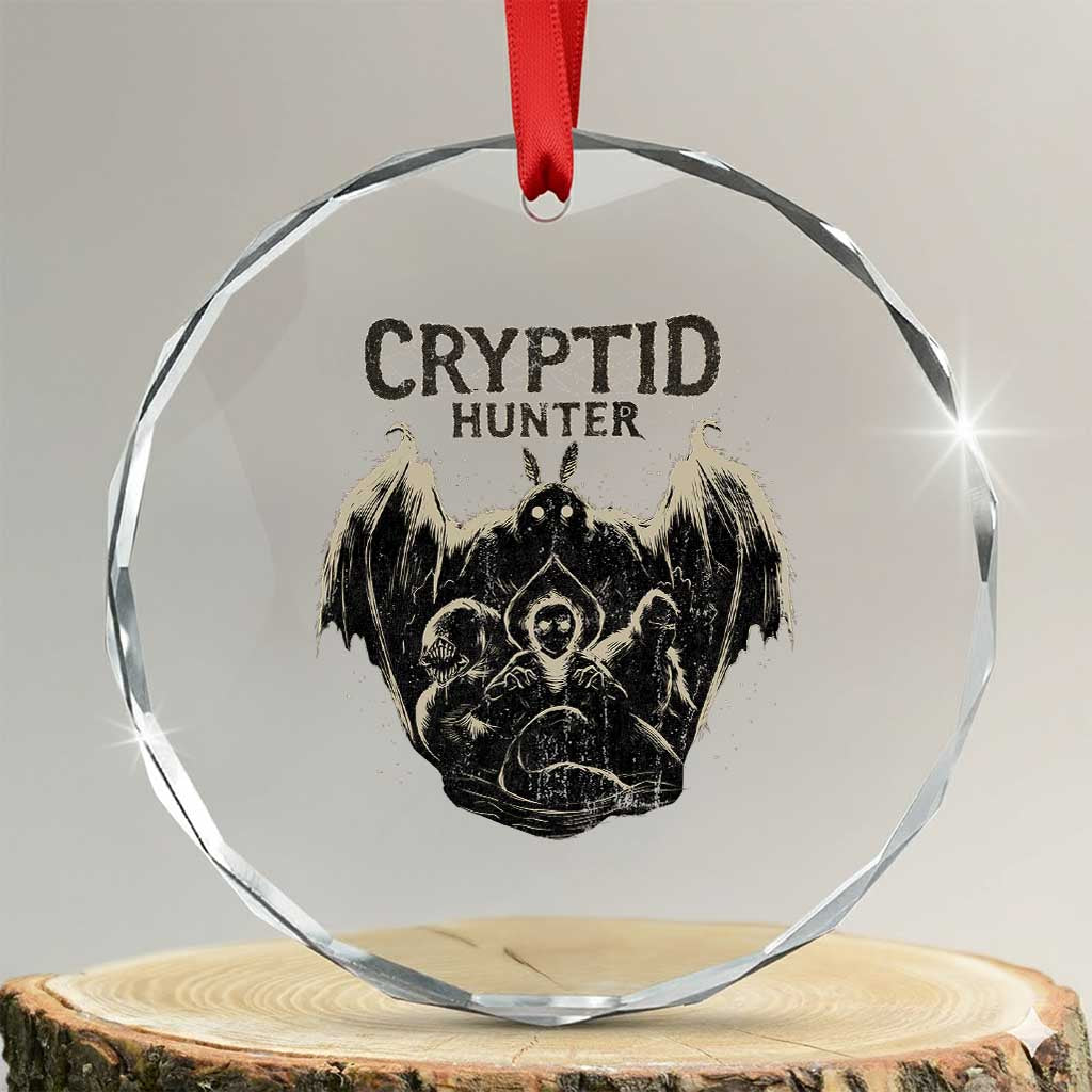 Retro Cryptid Hunter Crystal Glass Ornament Mothman Bigfoot Loch Ness Monster Cryptids TS10
