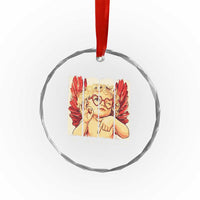 Retro Cupid Says Six Seven Crystal Glass Ornament 67 Valentines Day