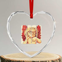 Retro Cupid Says Six Seven Heart Crystal Glass Ornament 67 Valentines Day