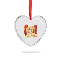Retro Cupid Says Six Seven Heart Crystal Glass Ornament 67 Valentines Day