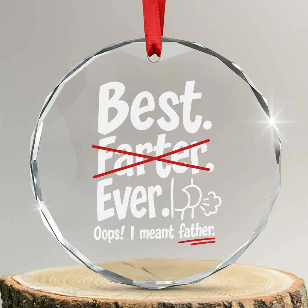 Retro Dad Worlds Best Farter I Mean Father Crystal Glass Ornament Funny Gag Gift Birthday Husband Dad Fathers Day
