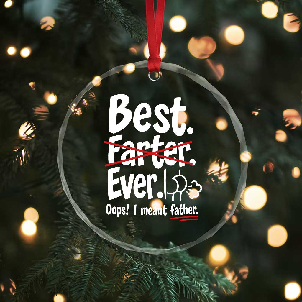 Retro Dad Worlds Best Farter I Mean Father Crystal Glass Ornament Funny Gag Gift Birthday Husband Dad Fathers Day