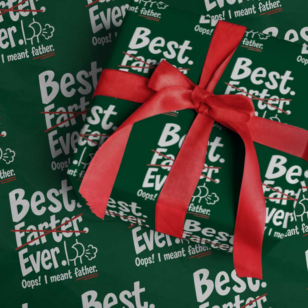 Retro Dad Worlds Best Farter I Mean Father Wrapping Paper Roll Funny Gag Gift Birthday Husband Dad Fathers Day