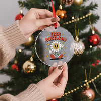 Retro Daisy Free Portland Crystal Glass Ornament Oregon Freedom Fighter Flower Groovy Graphic - Wonder Print Shop