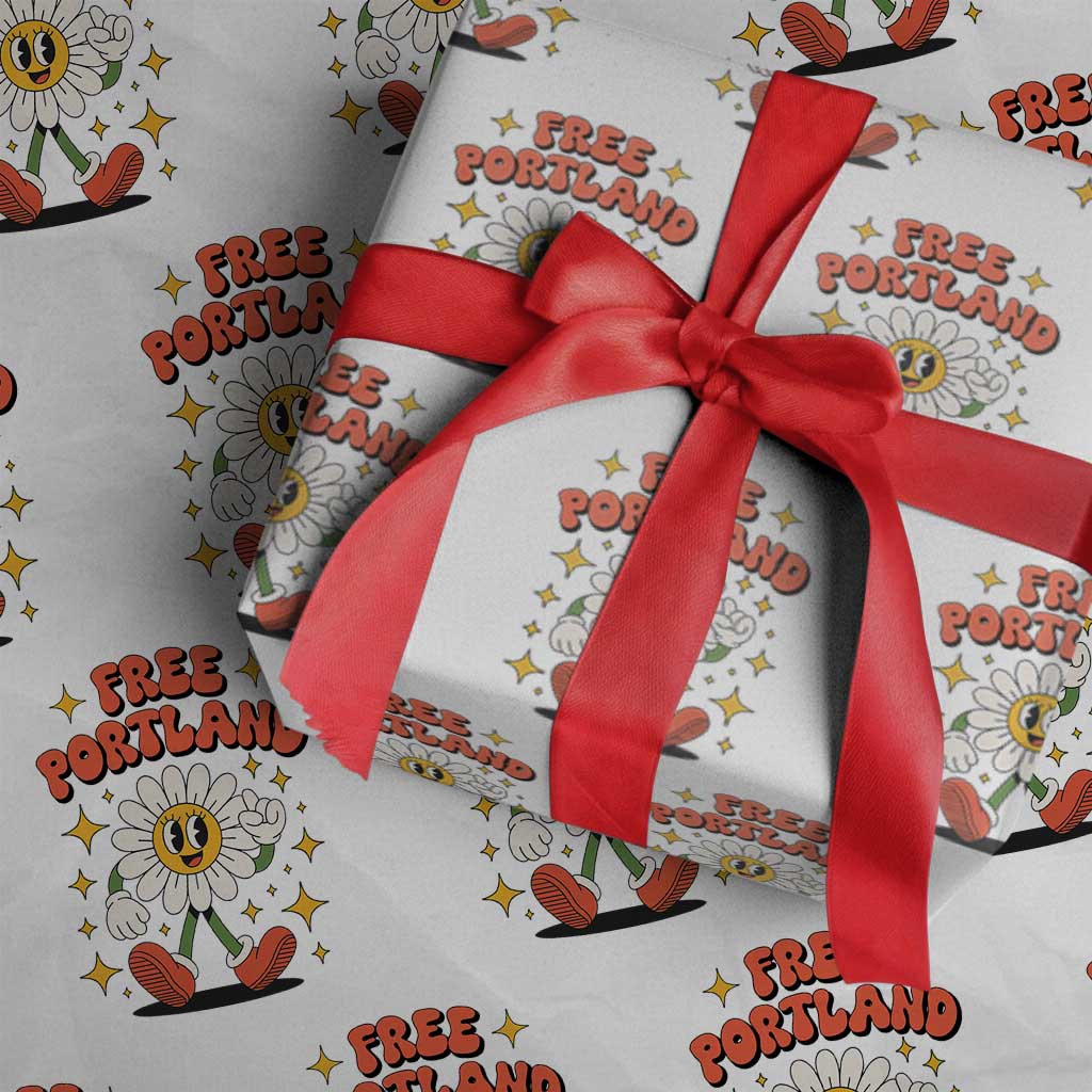 Retro Daisy Free Portland Wrapping Paper Roll Oregon Freedom Fighter Flower Groovy Graphic - Wonder Print Shop