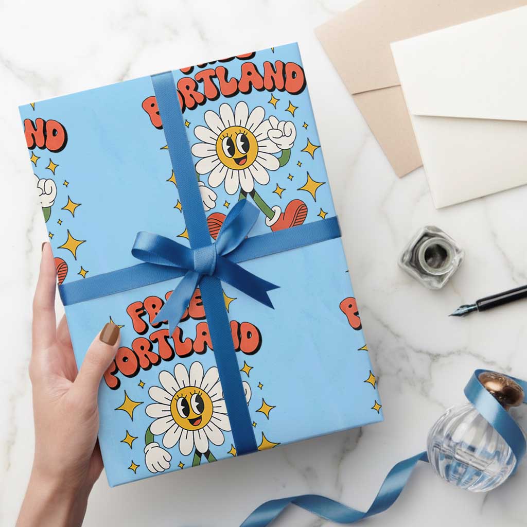 Retro Daisy Free Portland Wrapping Paper Roll Oregon Freedom Fighter Flower Groovy Graphic - Wonder Print Shop