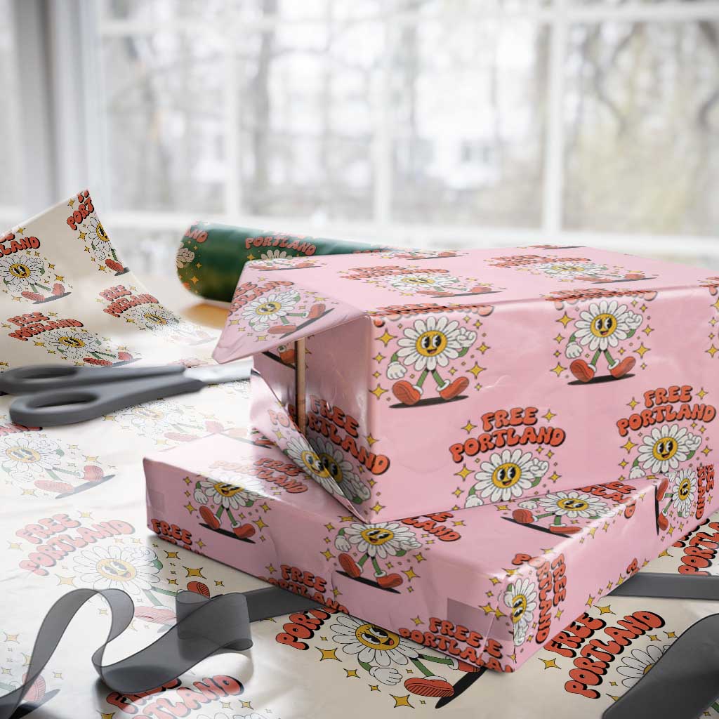 Retro Daisy Free Portland Wrapping Paper Roll Oregon Freedom Fighter Flower Groovy Graphic - Wonder Print Shop