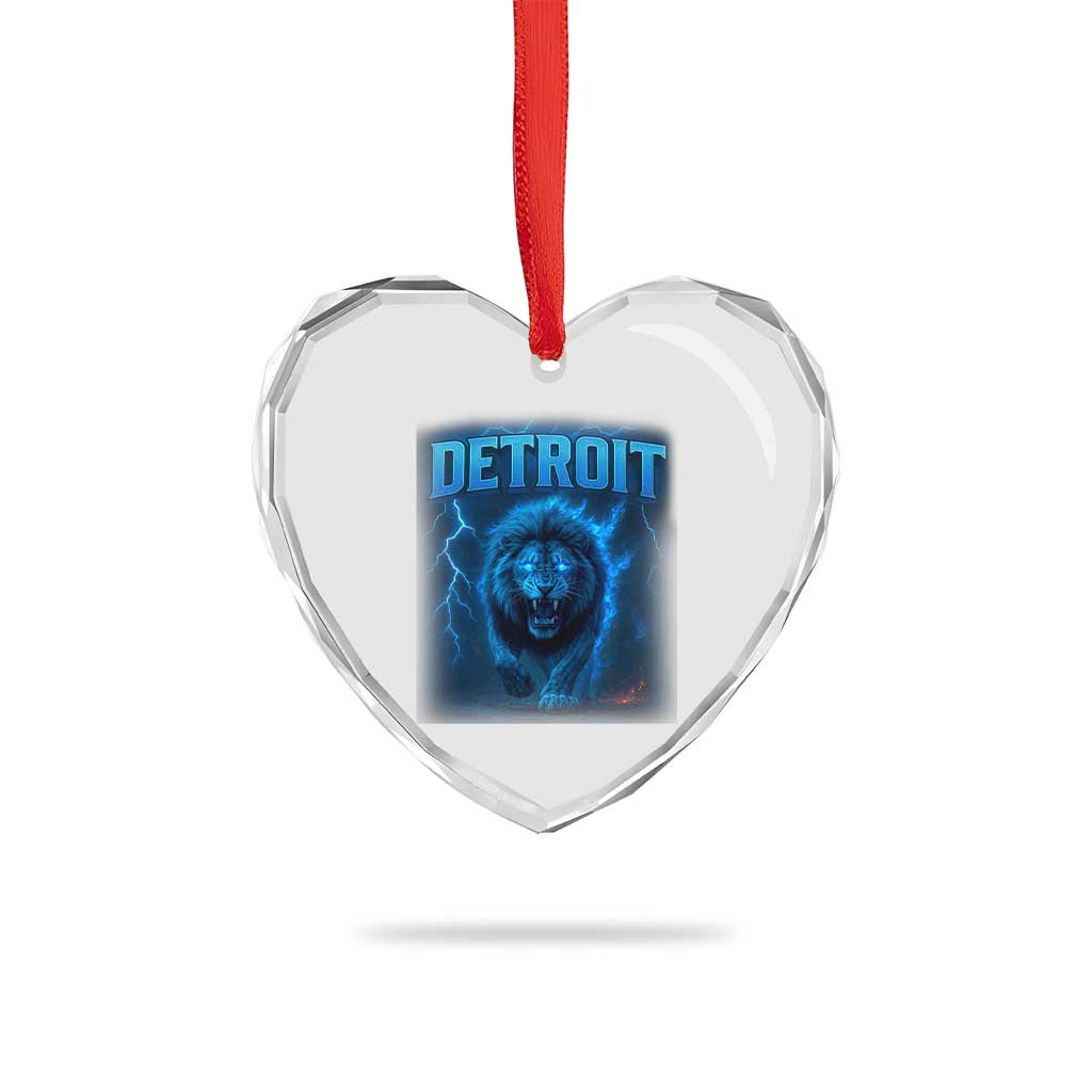 Retro Detroit Football Heart Crystal Glass Ornament Love Lions Bootleg Vintage Rap Tee - Wonder Print Shop