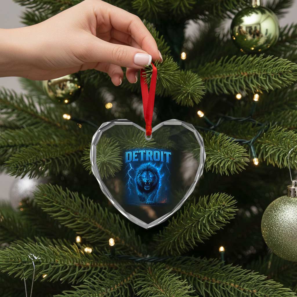 Retro Detroit Football Heart Crystal Glass Ornament Love Lions Bootleg Vintage Rap Tee - Wonder Print Shop