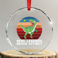 Retro Dinosaur Tennis Player Crystal Glass Ornament Real Legends Never Extinct - Wonder Print Shop