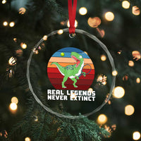 Retro Dinosaur Tennis Player Crystal Glass Ornament Real Legends Never Extinct - Wonder Print Shop