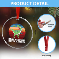 Retro Dinosaur Tennis Player Crystal Glass Ornament Real Legends Never Extinct - Wonder Print Shop