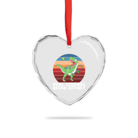 Retro Dinosaur Tennis Player Heart Crystal Glass Ornament Real Legends Never Extinct - Wonder Print Shop