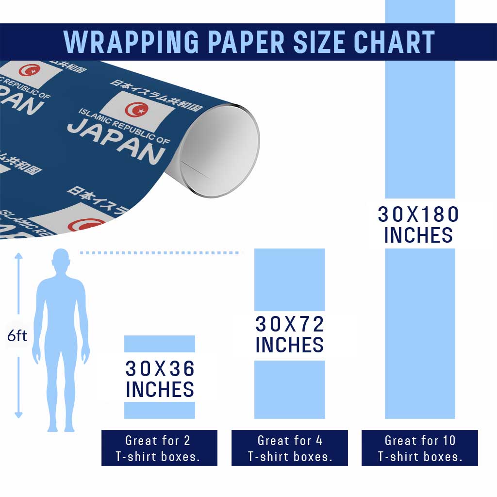 Retro Distressed Islamic Republic of Japan Flag with Kanji Wrapping Paper Roll Vintage Crescent Moon and Star Funny Alternate History