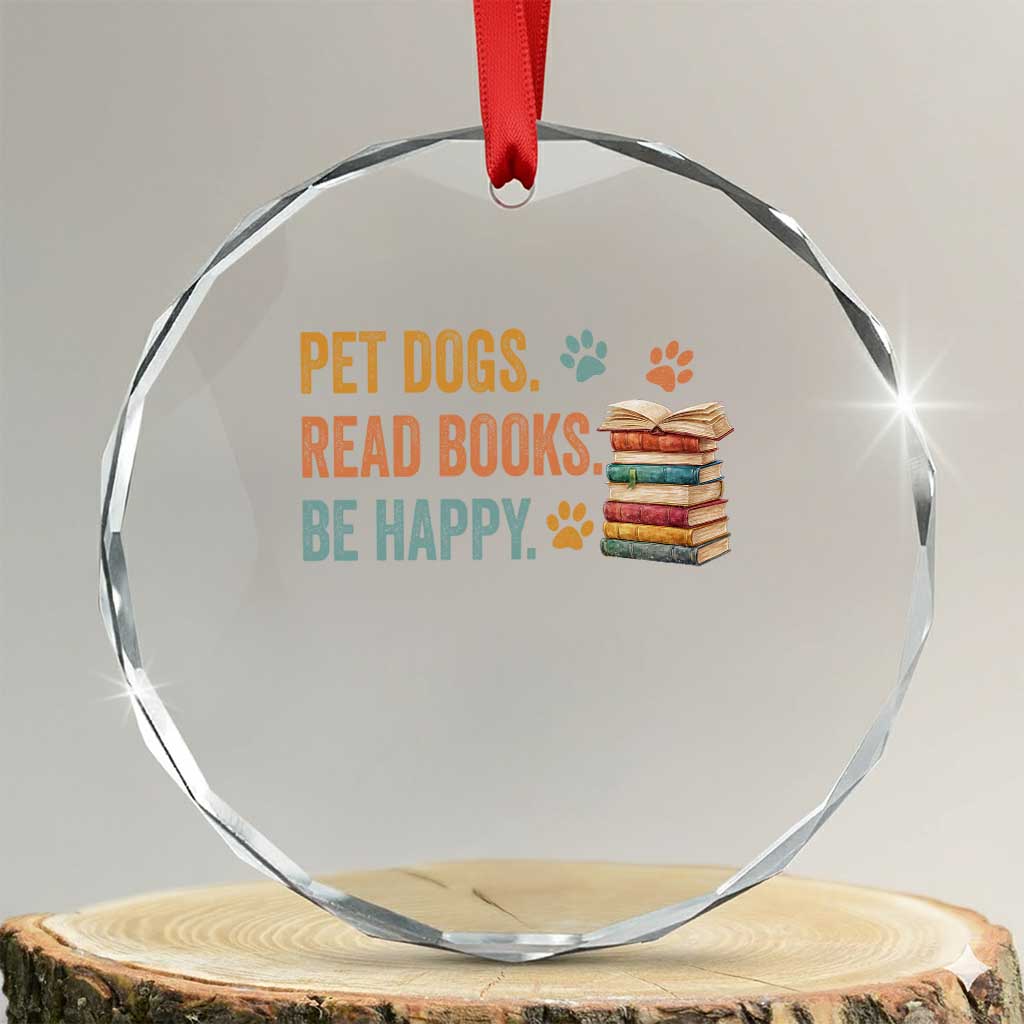 Retro Dog Book Lovers Crystal Glass Ornament Bookish Dog Mom Gift