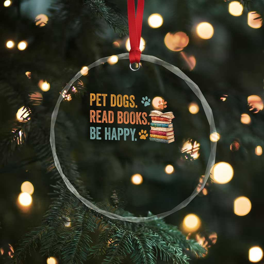 Retro Dog Book Lovers Crystal Glass Ornament Bookish Dog Mom Gift