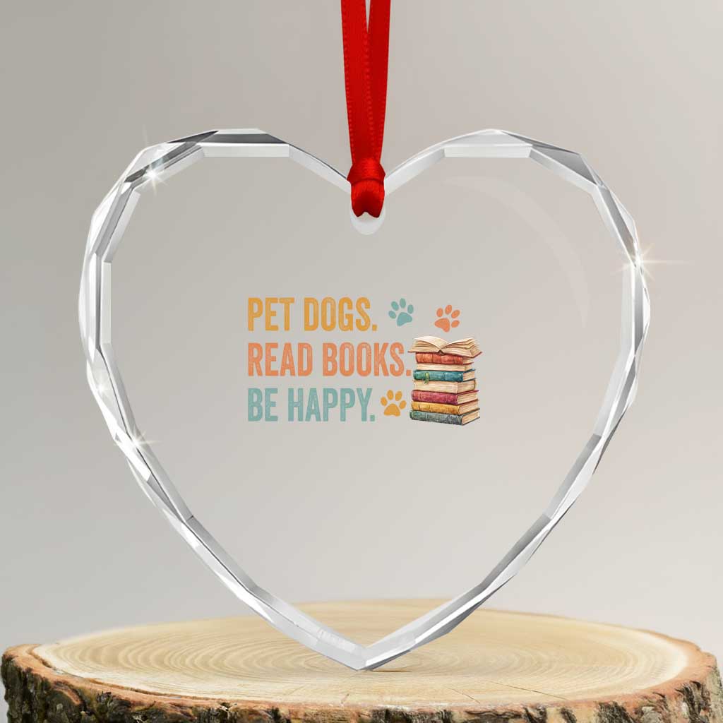 Retro Dog Book Lovers Heart Crystal Glass Ornament Bookish Dog Mom Gift