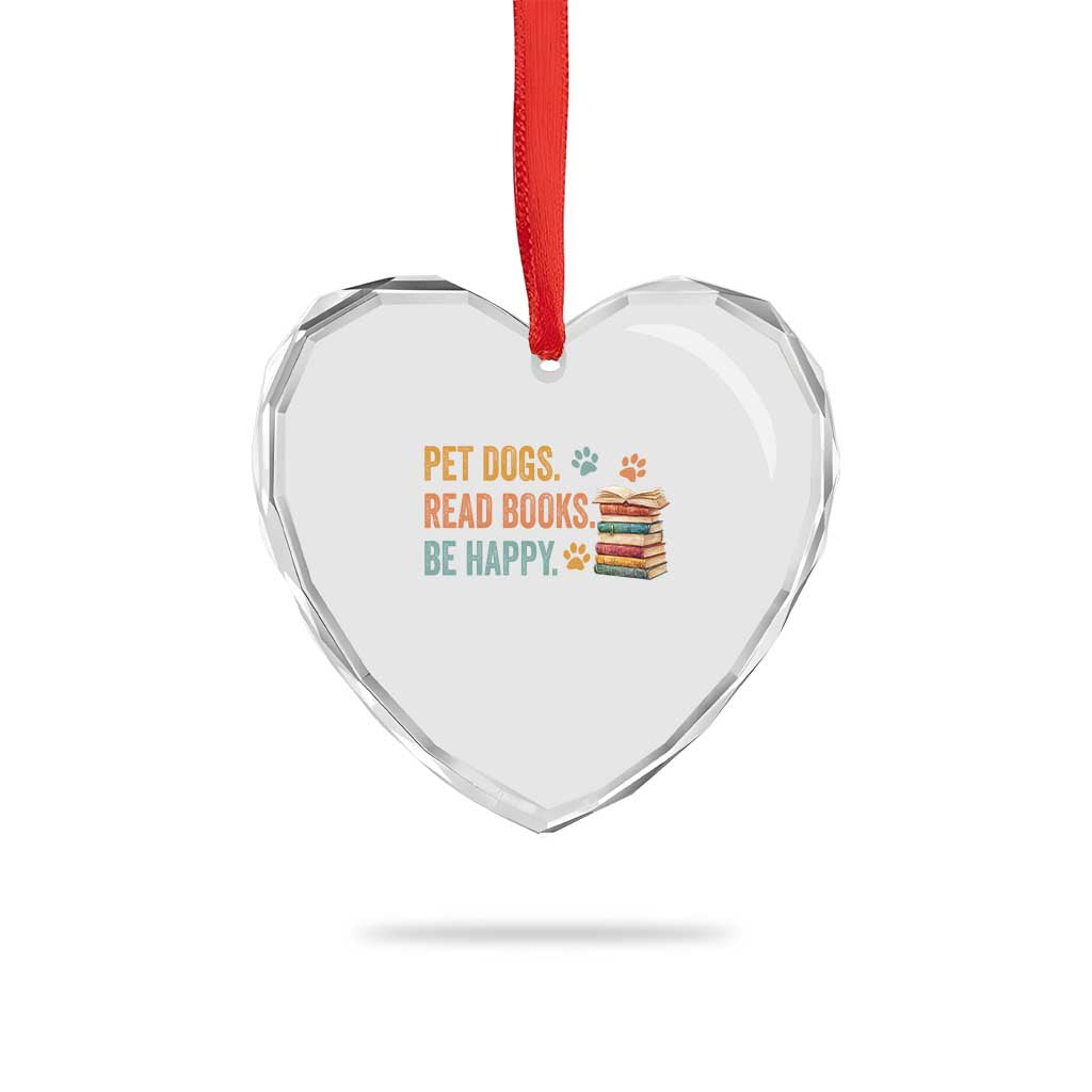 Retro Dog Book Lovers Heart Crystal Glass Ornament Bookish Dog Mom Gift