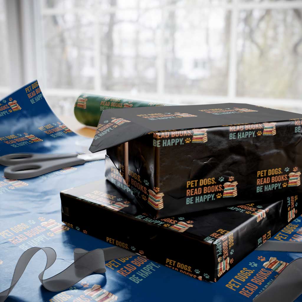Retro Dog Book Lovers Wrapping Paper Roll Bookish Dog Mom Gift