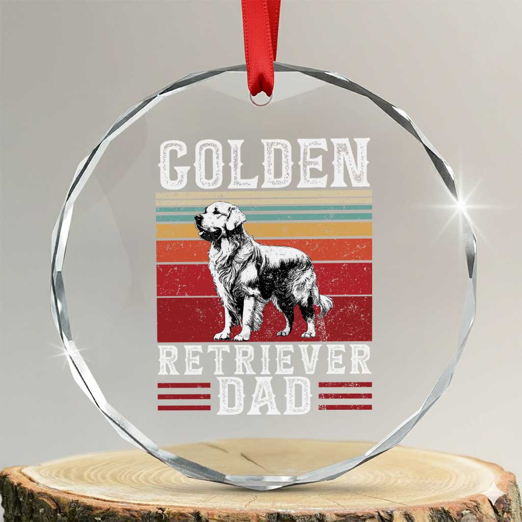 Retro Dog Golden Dad Crystal Glass Ornament Fathers Day Gift for Dog Lovers Golden Retriever Dad - Wonder Print Shop