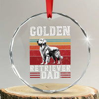 Retro Dog Golden Dad Crystal Glass Ornament Fathers Day Gift for Dog Lovers Golden Retriever Dad - Wonder Print Shop
