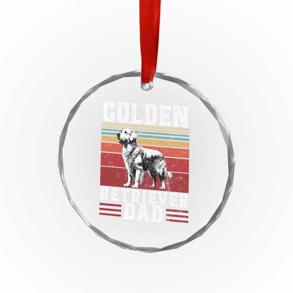 Retro Dog Golden Dad Crystal Glass Ornament Fathers Day Gift for Dog Lovers Golden Retriever Dad - Wonder Print Shop