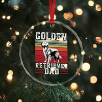 Retro Dog Golden Dad Crystal Glass Ornament Fathers Day Gift for Dog Lovers Golden Retriever Dad - Wonder Print Shop