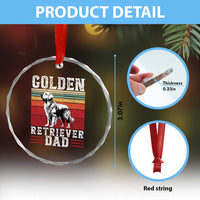 Retro Dog Golden Dad Crystal Glass Ornament Fathers Day Gift for Dog Lovers Golden Retriever Dad - Wonder Print Shop