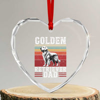 Retro Dog Golden Dad Heart Crystal Glass Ornament Fathers Day Gift for Dog Lovers Golden Retriever Dad - Wonder Print Shop