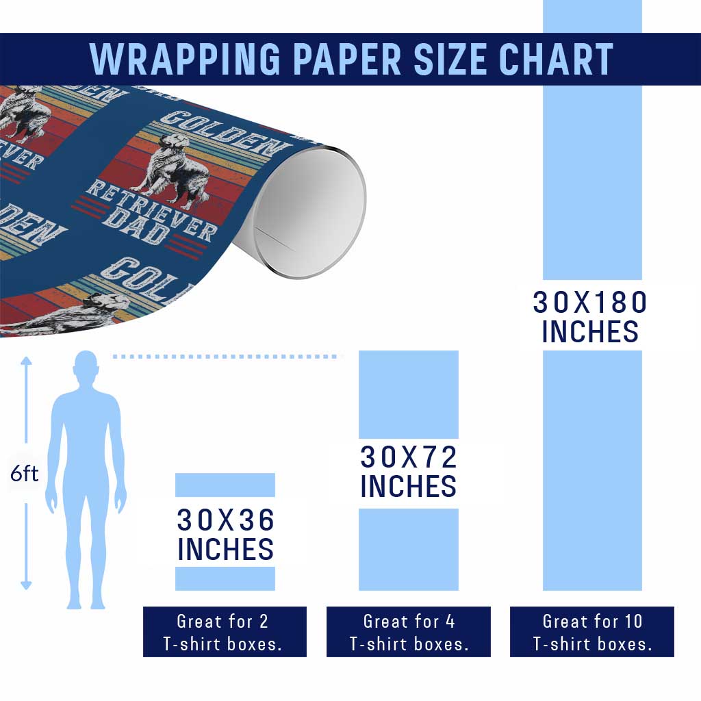 Retro Dog Golden Dad Wrapping Paper Roll Fathers Day Gift for Dog Lovers Golden Retriever Dad - Wonder Print Shop