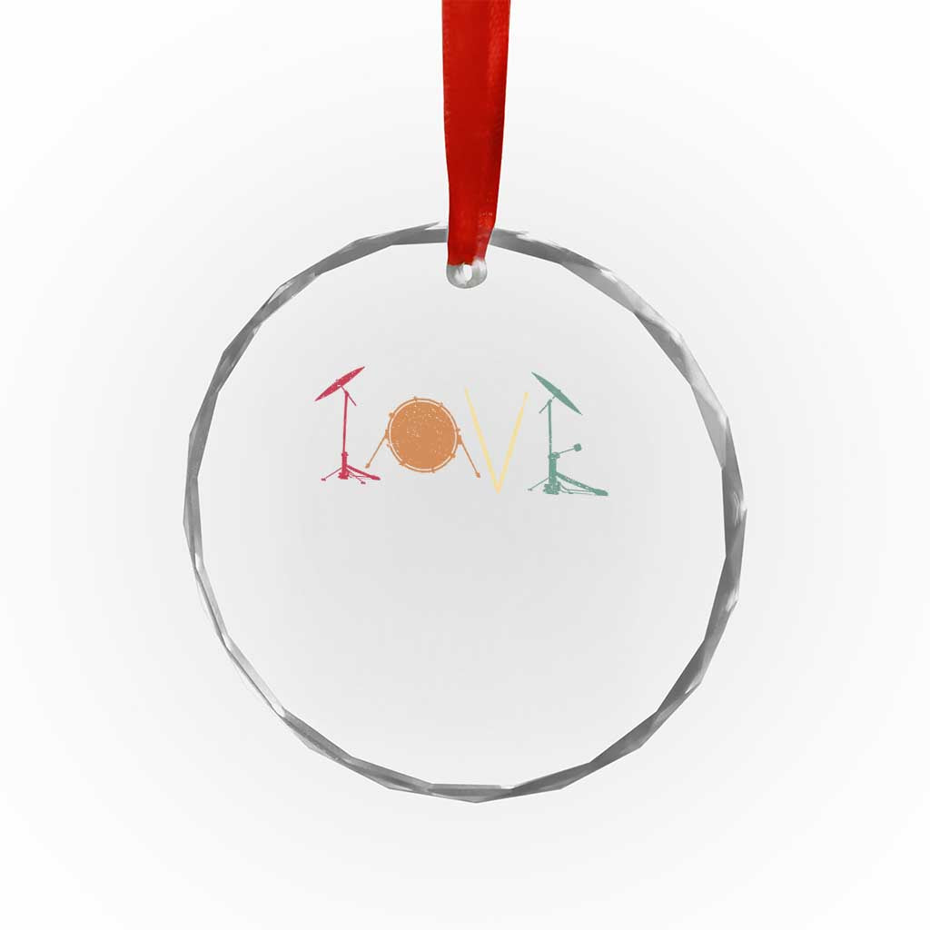 Retro Drummer Crystal Glass Ornament Drum Love Drums Drumline