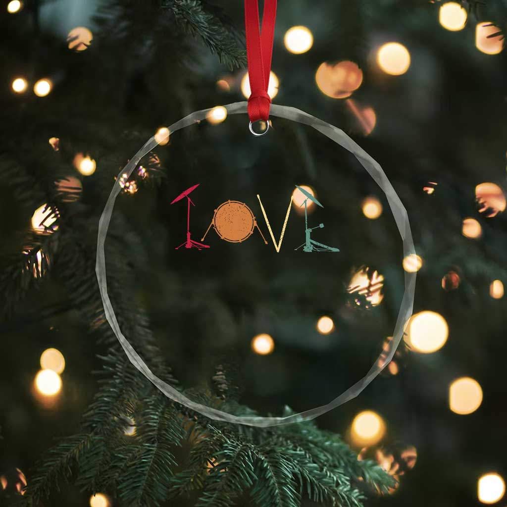 Retro Drummer Crystal Glass Ornament Drum Love Drums Drumline