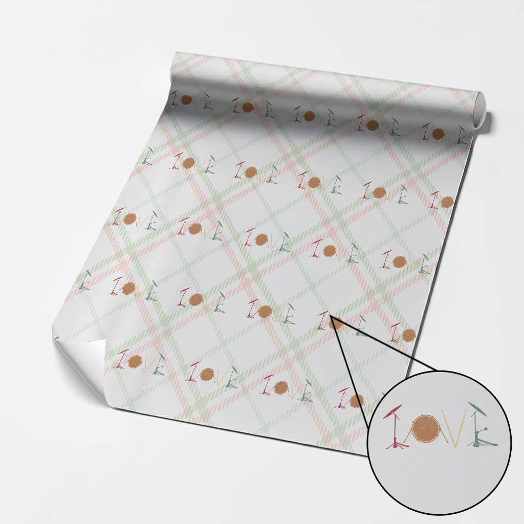 Retro Drummer Wrapping Paper Roll Drum Love Drums Drumline